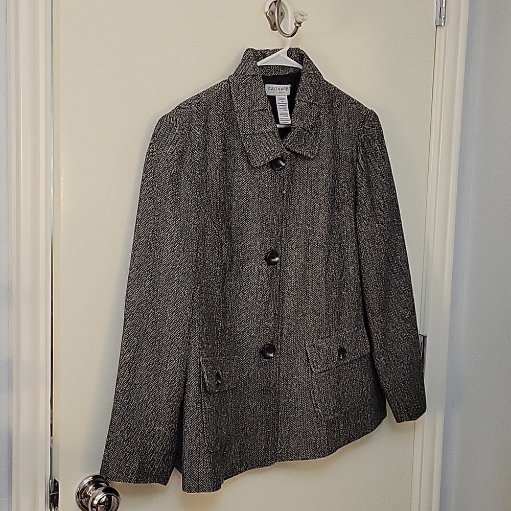 VTG SAG HARBOR Gothic Herringbone Swing Blazer Coat - Picture 2 of 8